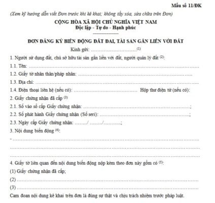 đăng ký biến động đất đai